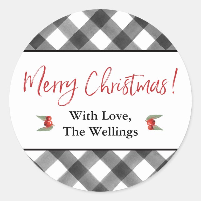 Adesivo Buffalo Xadrez Preto e Branco Merry Christmas Pers (Frente)