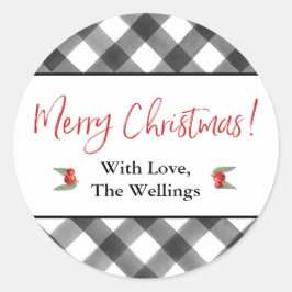 Adesivo Buffalo Xadrez Preto e Branco Merry Christmas Pers