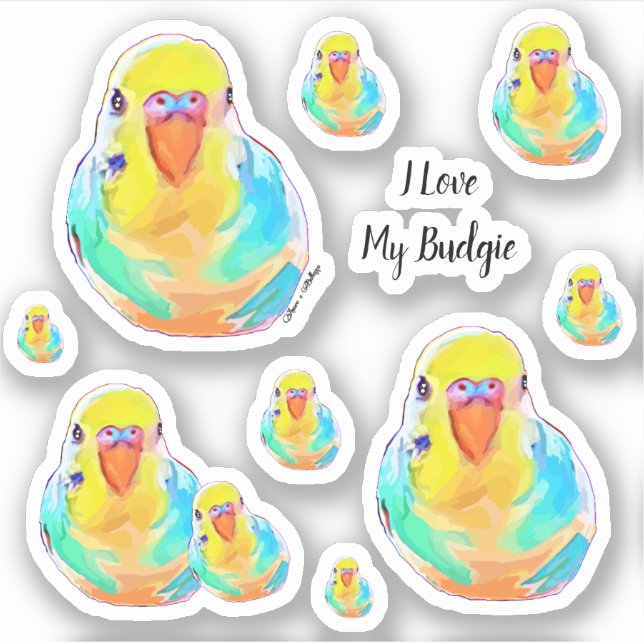 Adesivo Bugerigar Parakeet I Love Budget Bird (Frente)