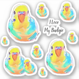 Adesivo Bugerigar Parakeet I Love Budgie Bird