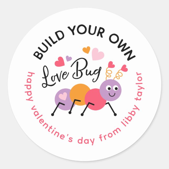 Adesivo Build a Love Bug Playdough Valentine Label (Frente)