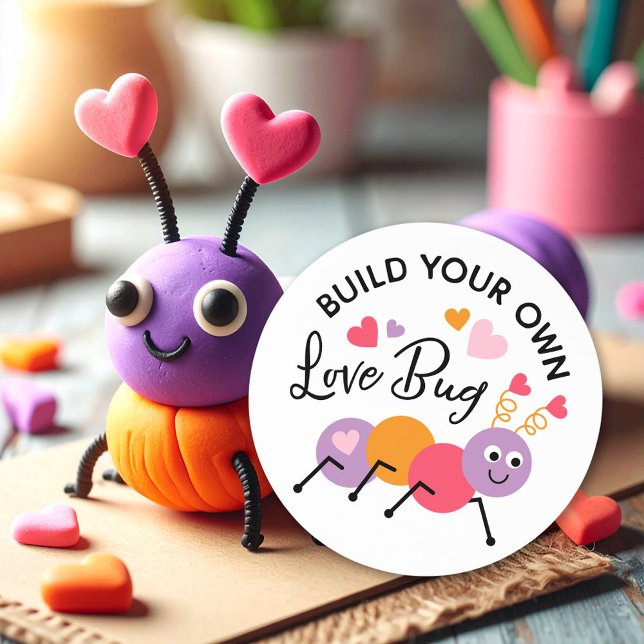 Adesivo Build a Love Bug Playdough Valentine Label (Criador carregado)