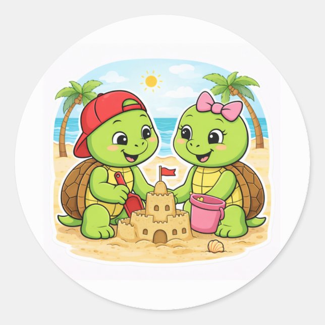 Adesivo Building a sandcastle by the sea (Frente)