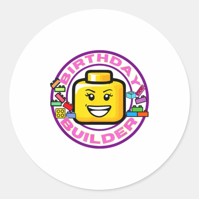 Adesivo Building Brick Birthday Builder Blocks Bricks Figu (Frente)
