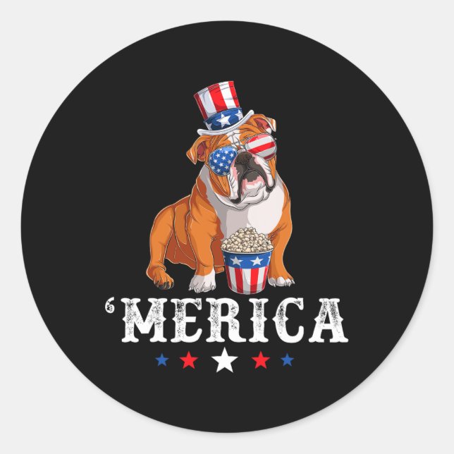 Adesivo Buldogdog Men Usa American Flag English Bulldo (Frente)