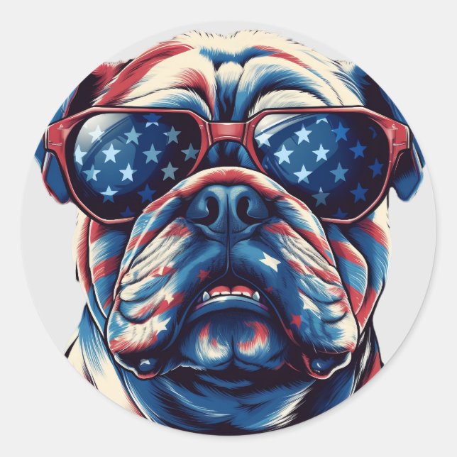 Adesivo Buldogue Americano Patriótico (Frente)