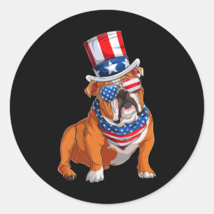 Adesivo Buldogue Dog 4 de julho Bandeira Americana