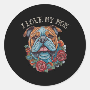 Adesivo Buldogue Eu Amo Minha Mãe Tatuagem De Cachorro