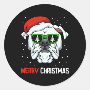 Adesivo Buldogue Feliz Natal Pajama Cachorro Cachorro Papa