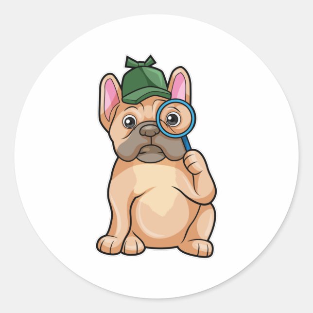 Adesivo Buldogue francês como Detetive com Lâmpada (Frente)