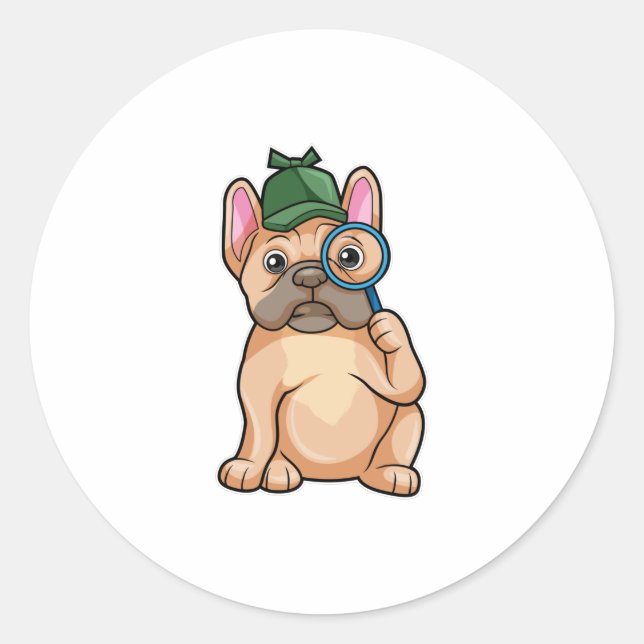 Adesivo Buldogue francês como Detetive com Lâmpada (Frente)