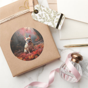 Adesivo Buldogue francês no outono deixa cair inspiração