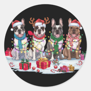 Adesivo Buldogue francês Papai Noel chora no Natal
