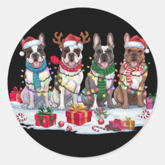 Adesivo Buldogue francês Papai Noel chora no Natal