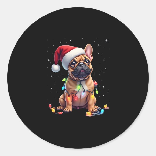 Adesivo Buldogue francês Xmas Lighting Papais noeis Buldog (Frente)