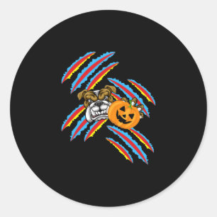Adesivo Buldogue Mãe Halloween Pumpkin