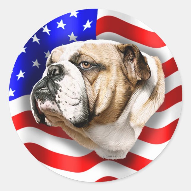 Adesivo Buldogue Patriot EUA Flag (Frente)