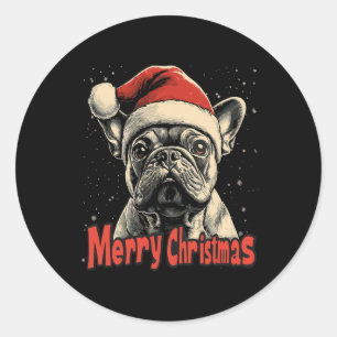 Adesivo Buldogue Santa Hat Feliz Natal Cachorro de Natal