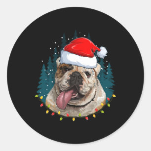 Adesivo Buldogue Vestindo Santa Hat Xmas - Bulldog Lover C
