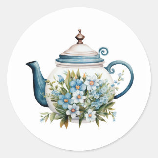 Adesivo Bule Chaleira de Aguarela com Floral Clássico Bran