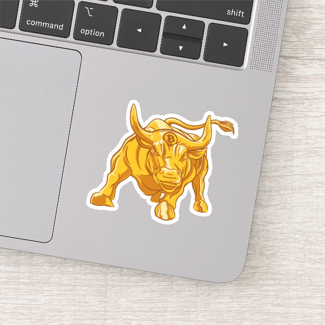 Adesivo Bull Dourado de logotipo Bitmoney (Detalhe)