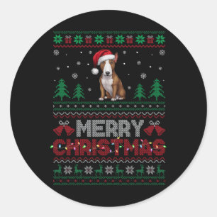 Adesivo Bull Terrier Dog Amava Santa Hata Árvore de Natal