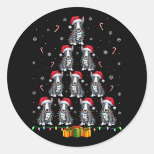 Adesivo Bull Terrier Dog Santa Hat Xmas Luzes Natal T