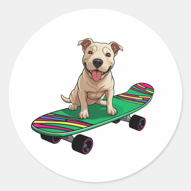 Adesivo Bull Terrier inglês num skateboard (Frente)