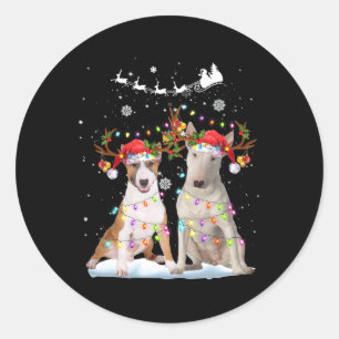 Adesivo Bull Terrier Reindeer Santa Hat Cristo Luzes de Na