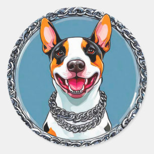 Adesivo Bull Terrier Sorridente 🐶 Retrato Feliz de Cachor