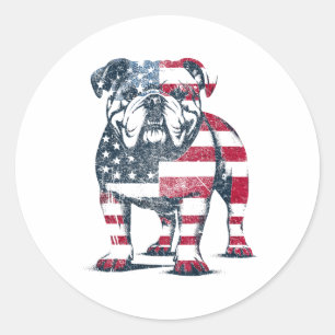 Adesivo Bulldog Amante Bandeira Americana Patriótica Estad