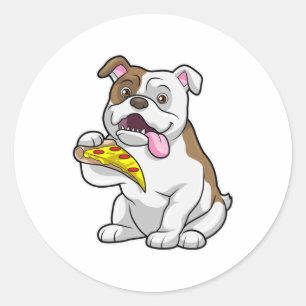 Adesivo Bulldog com pizza