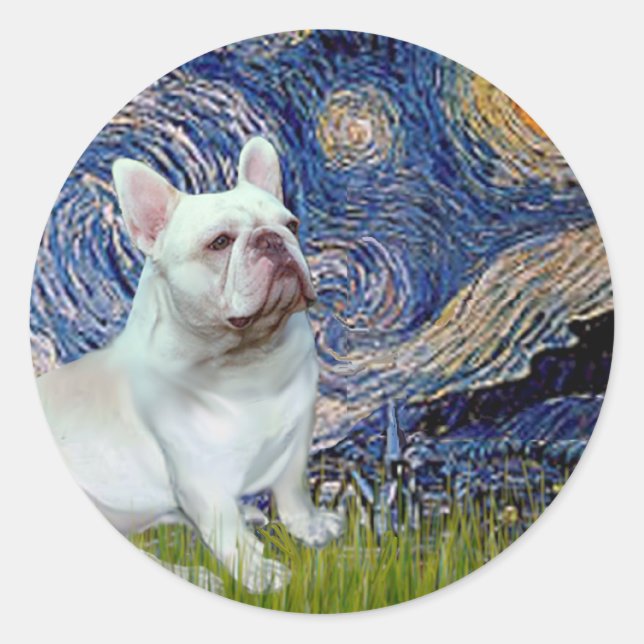 Adesivo Bulldog Francês (4S) - Noite Estrelada (Frente)