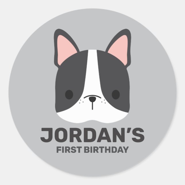 Adesivo Bulldog Francês Bonito com Nome Personalizado (Frente)