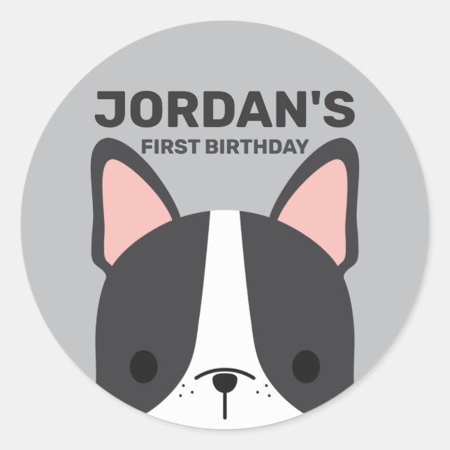 Adesivo Bulldog Francês Bonito com Nome Personalizado (Frente)