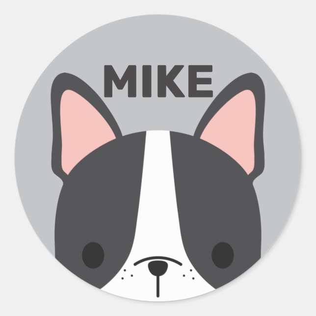 Adesivo Bulldog Francês Bonito com Nome Personalizado (Frente)