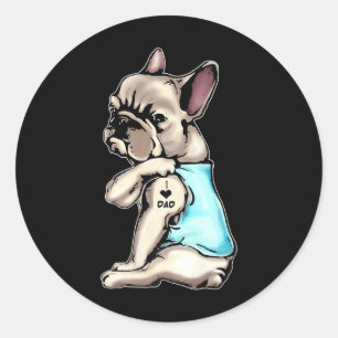 Adesivo Bulldog Francês Tatuagens Eu Adoro Pai Sentado Com