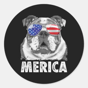 Adesivo Bulldog Inglês 4 De Julho Merica Homens Mulheres B