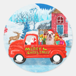 Adesivo Bulldog Inglês em Caminhão de Entrega de Natal na