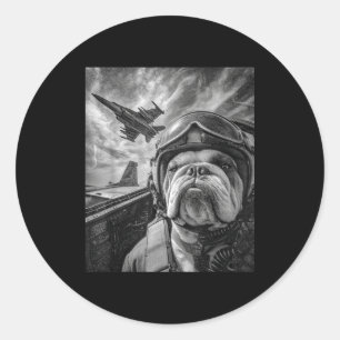 Adesivo Bulldog Inglês Engraçado Selfie Caça Lote Aviação