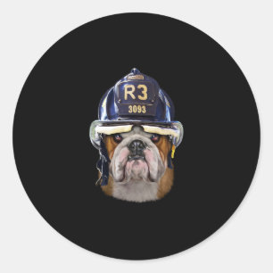 Adesivo Bulldog Inglês Grumpy Vestindo Helmet para Bombei