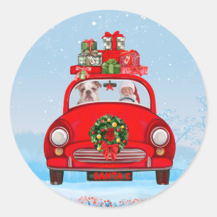 Adesivo Bulldog Inglês no carro com Papai Noel
