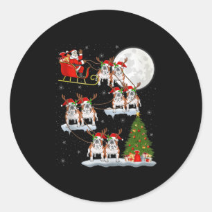 Adesivo Bulldog Inglês Papai Noel Trenó Voador Divertido M