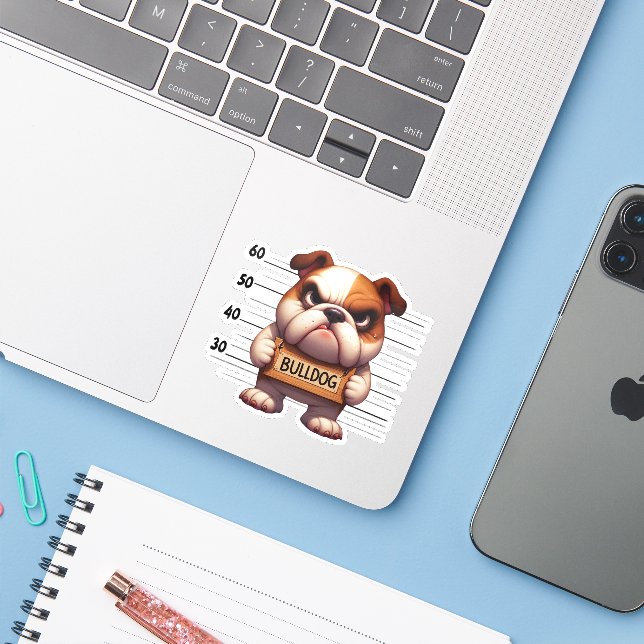 Adesivo Bulldog Malandro (Notebook com iPhone)