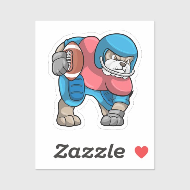 Adesivo Bulldog no Esporte com Futebol e Capacete (Folha)