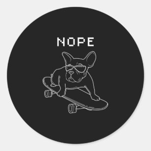 Adesivo Bulldog Nope Andando No Skateboard Legal Frenchie
