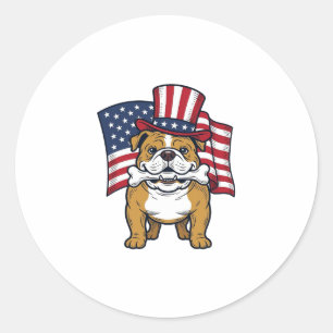Adesivo Bulldog Patriótico Com Desenho Vetorial de Bandeir