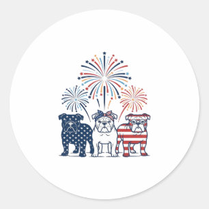 Adesivo Bulldog Patriótico Fogos de Artifício Design Vetor