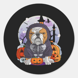 Adesivo Bulldog Skeleton Costume Halloween Bruxas Bruxas
