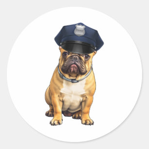 Adesivo Bulldog Vestindo o chapéu da polícia